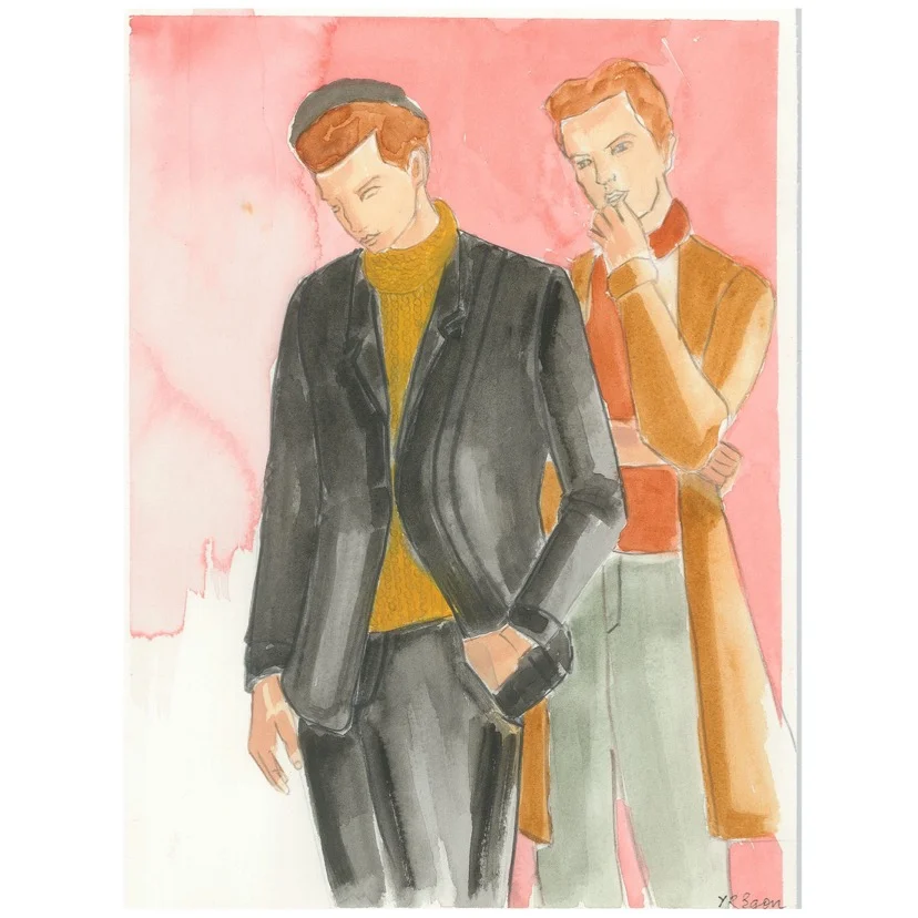 Dandy Boys, Watercolor on paper, 9" x 12", 2019