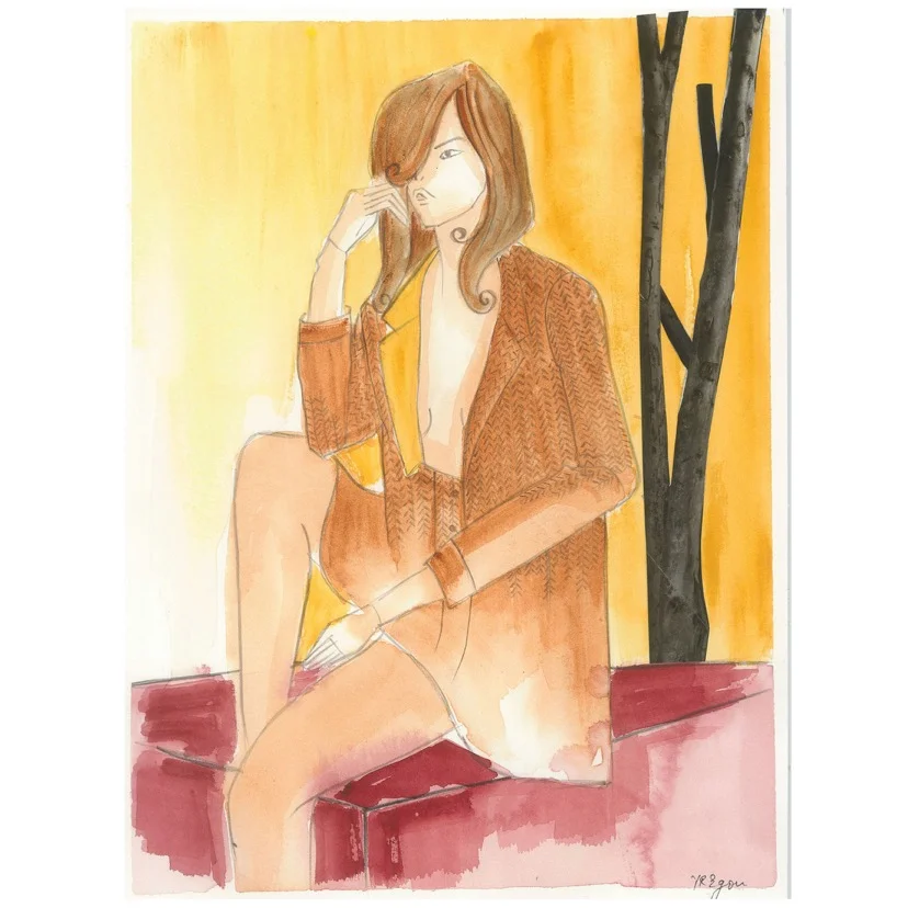 Young and Bold, Watercolor and collage on paper, 9" x 12", 2018