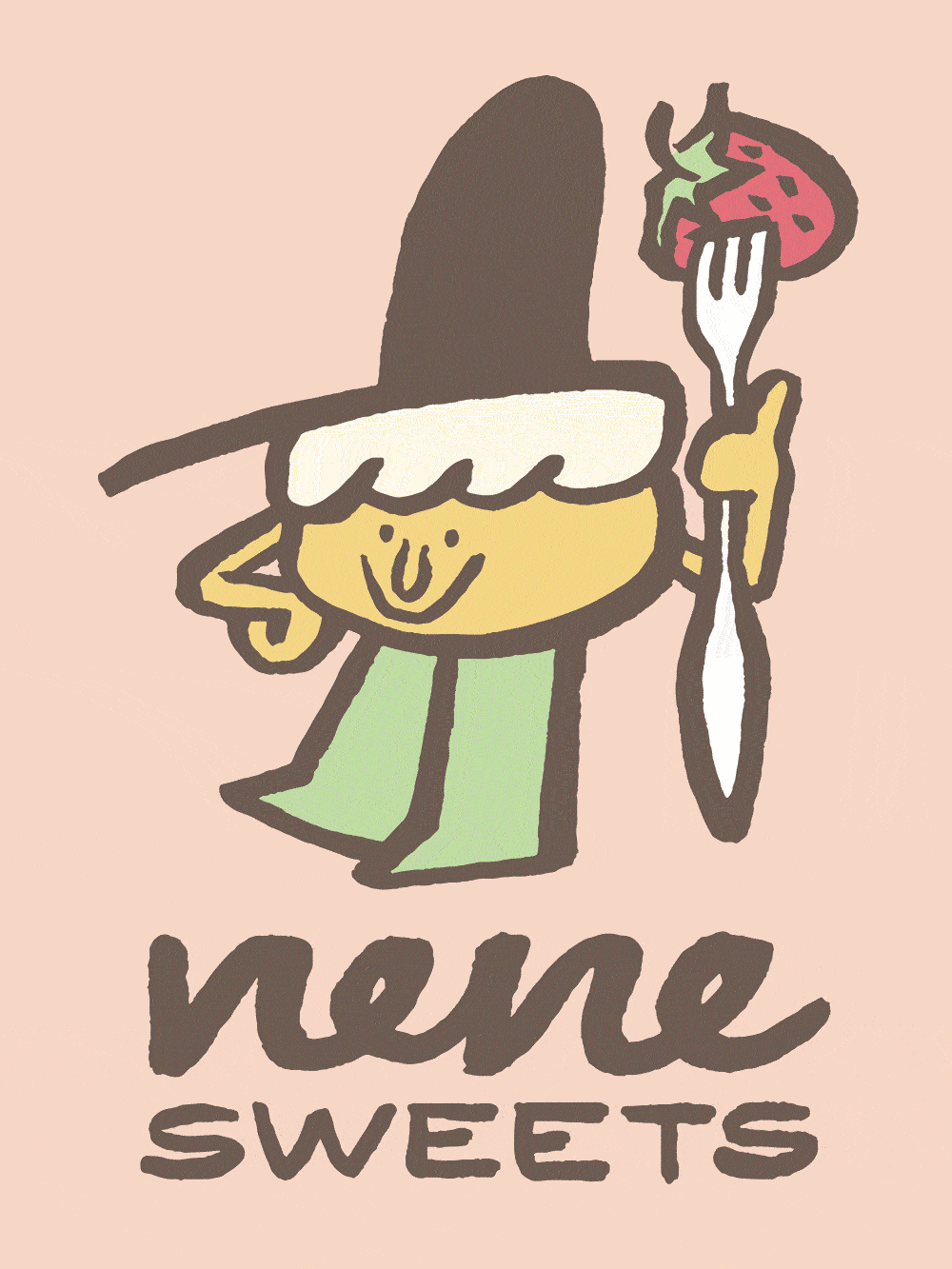 Nene Cafe logo and character design