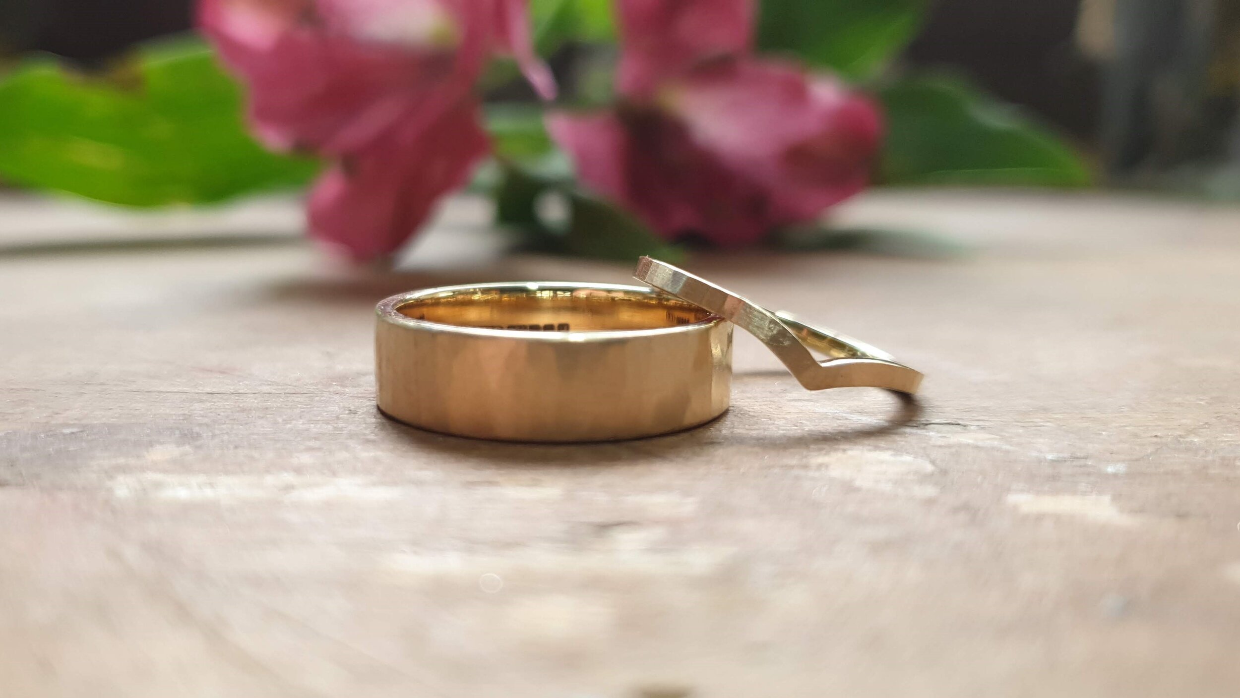 hammered style bespoke wedding rings