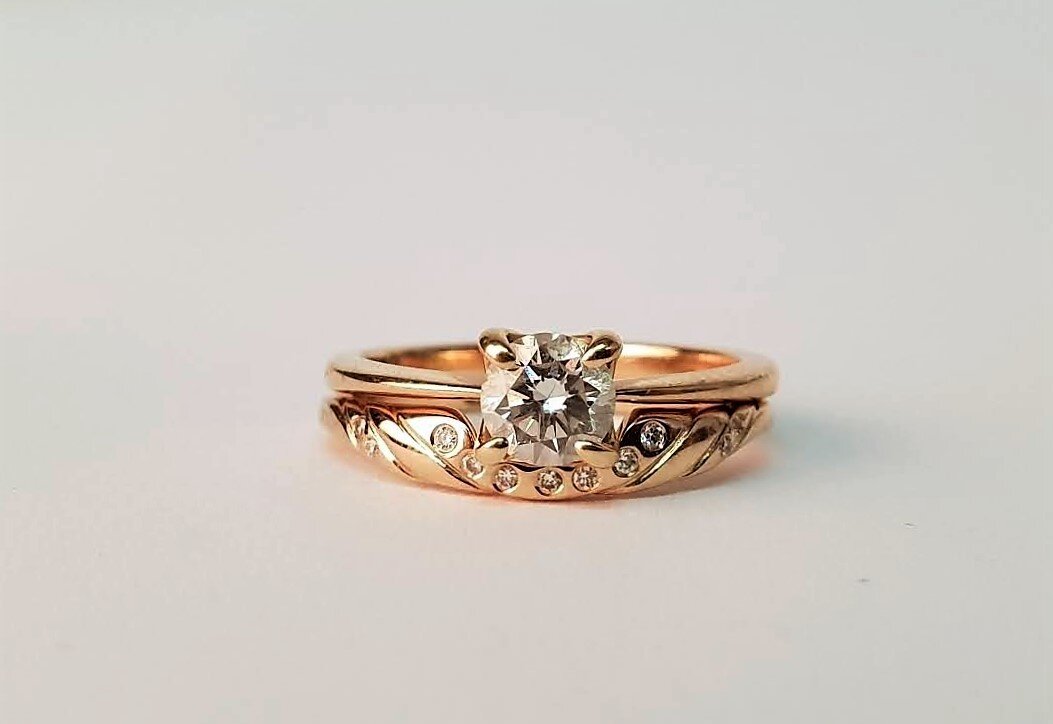 18ct Rose gold diamond bespoke engagement ring set