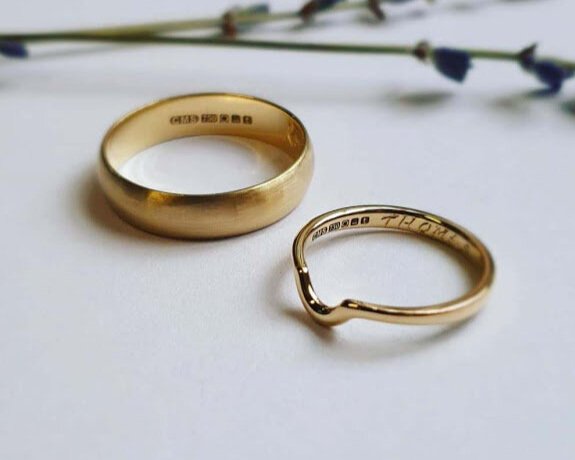 18ct yellow gold polished bespoke wedding rings