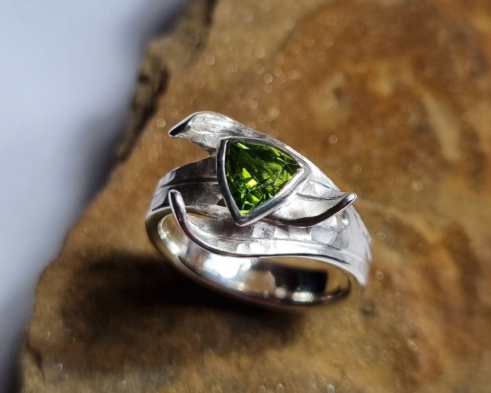 silver and tourmaline ring. green tourmaline ring.jpeg