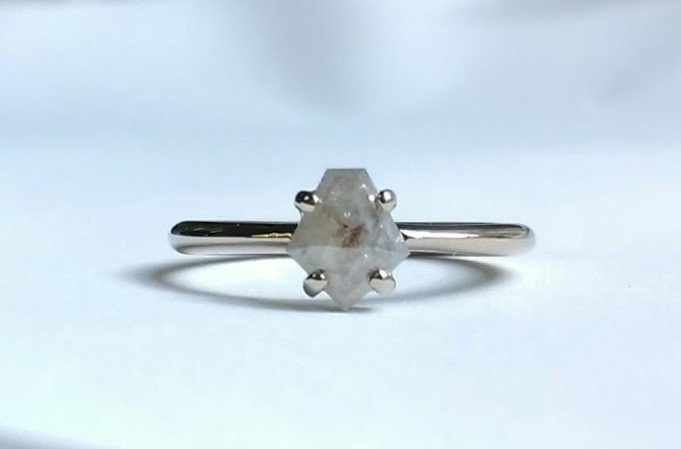 18ct White gold ring with Rose cut salt and pepper diamond.jpg