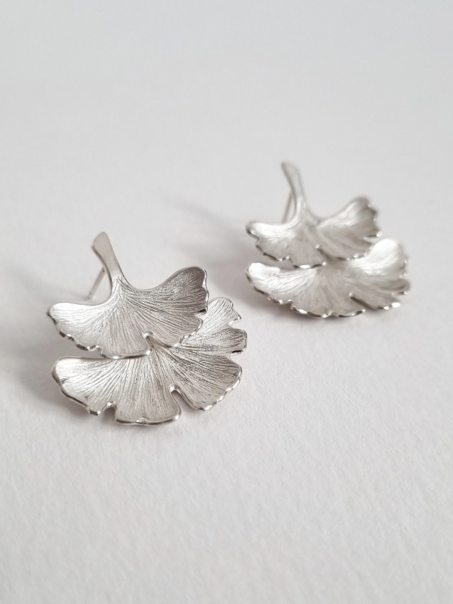 Silver big Ginkgo leaf studs.jpg