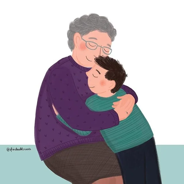 This week&rsquo;s #lockdownhug is for all the lovely Nanas 💕
*
#hugs #illustration #love #kindness #family #nana #grandma #lockdown