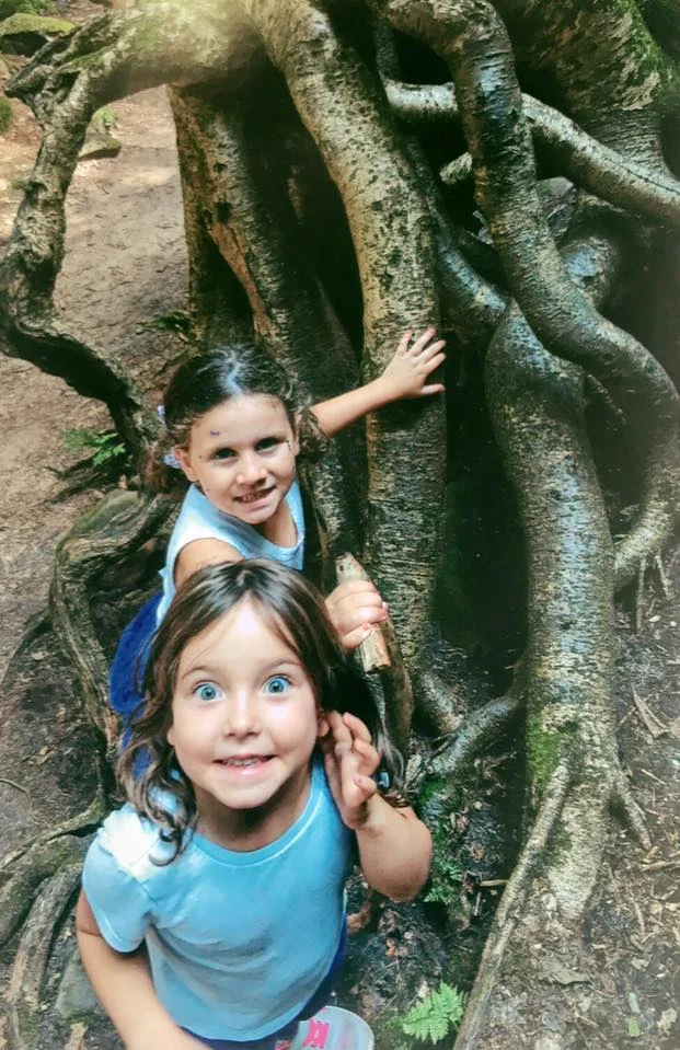 Emmy and Sierra on a Rainbow Walk.