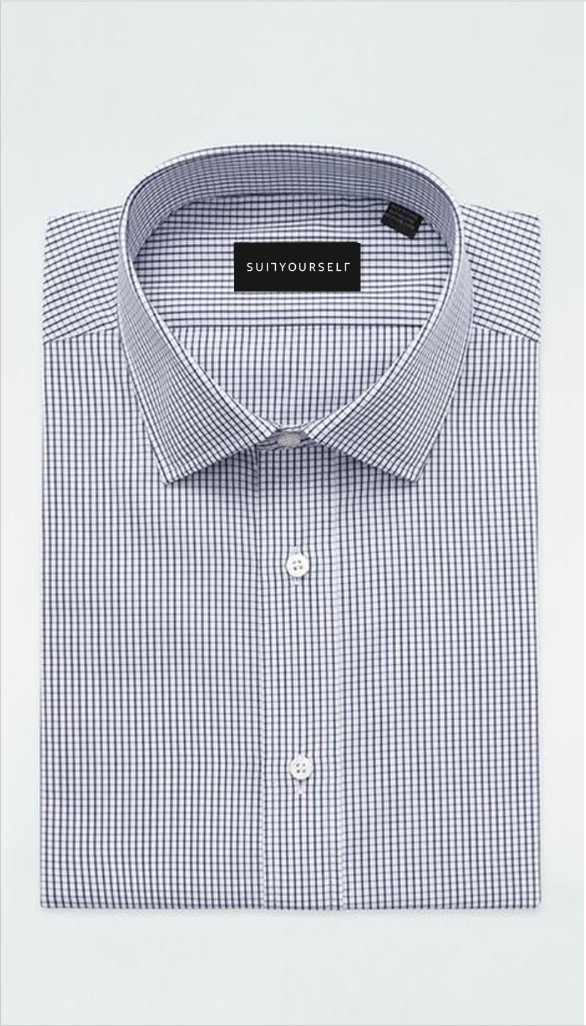 Navy Microcheck Shirt | LX185223 — SUITYOURSELF