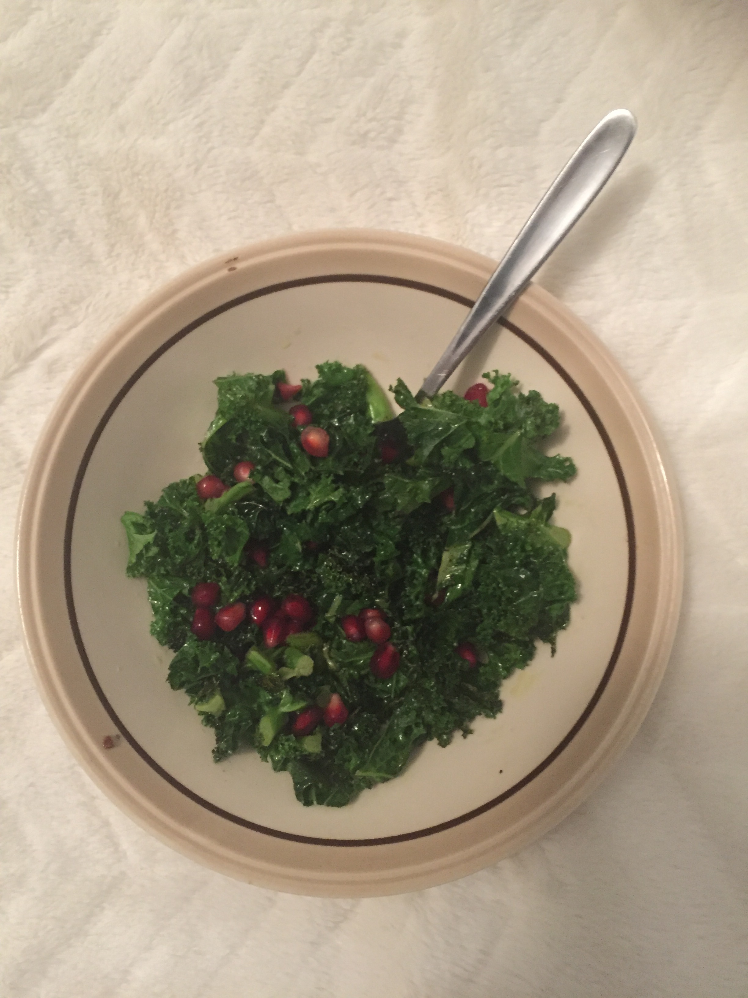 Amy's amazing looking Kale and pomegranate salad