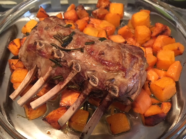 Rack of lamb with sweet potato and butternut squash
