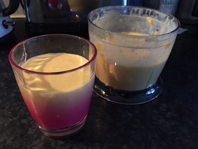Mango, ginger and coconut milk smoothie