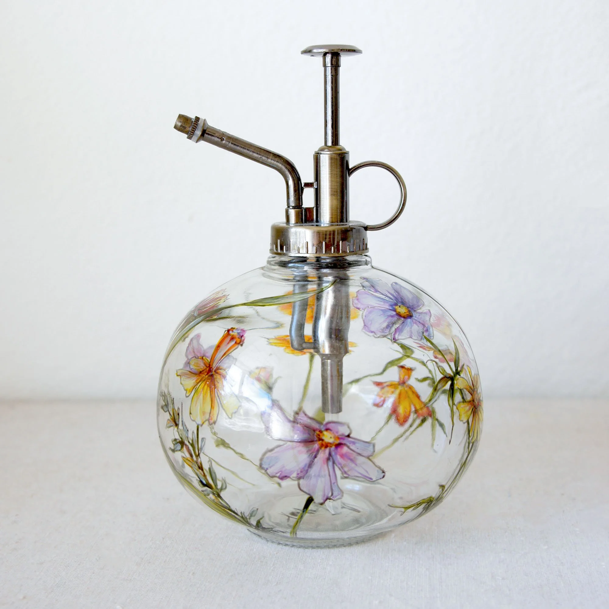 Hand Painted Floral Glass Plant Mister - Wildflower Collection