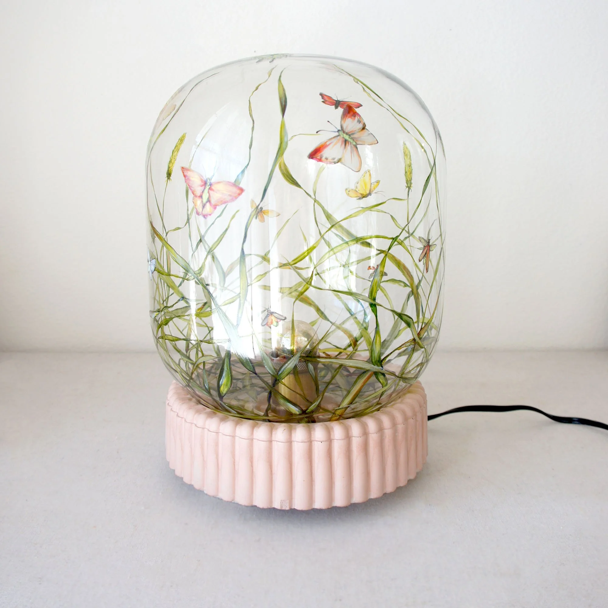 Butterfly Meadow - Large Pink Cement Lamp