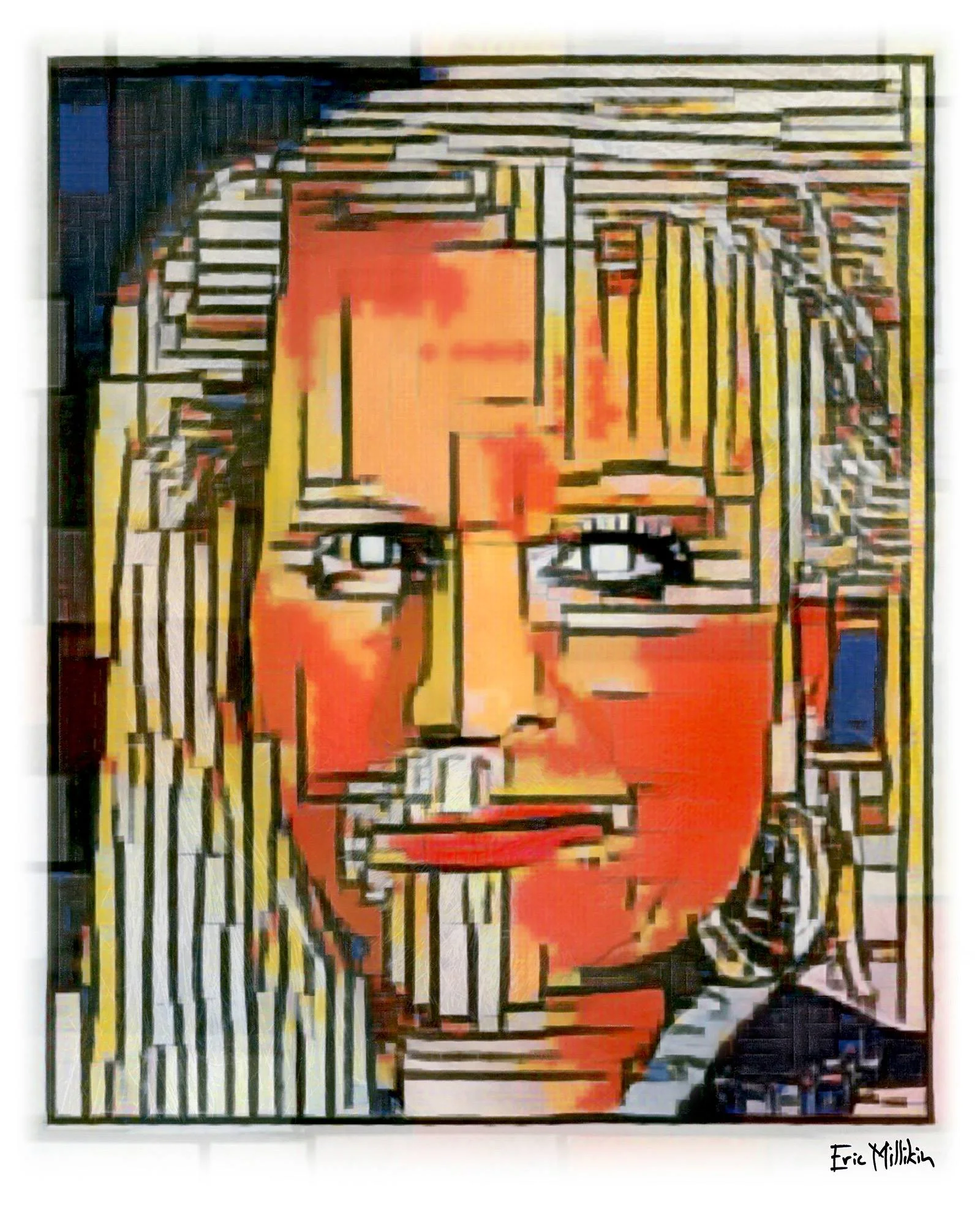 "Séance Affliction: Self-Portrait While Possessed by the Ghosts of Piet Mondrian and Tammy Faye Bakker" 2017