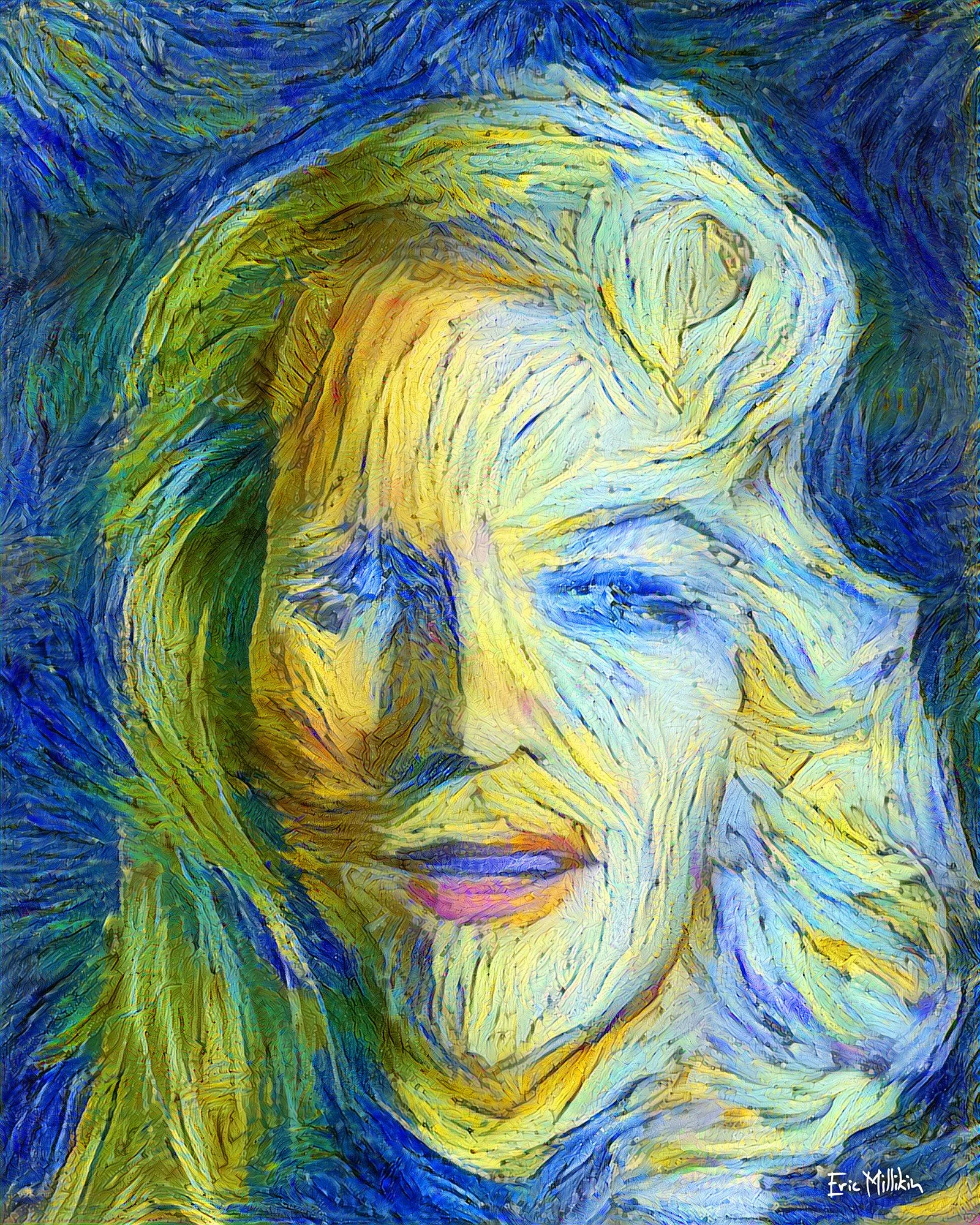 "Séance Affliction: Self-Portrait While Possessed by the Ghosts of Jayne Mansfield and Vincent van Gogh" 2017