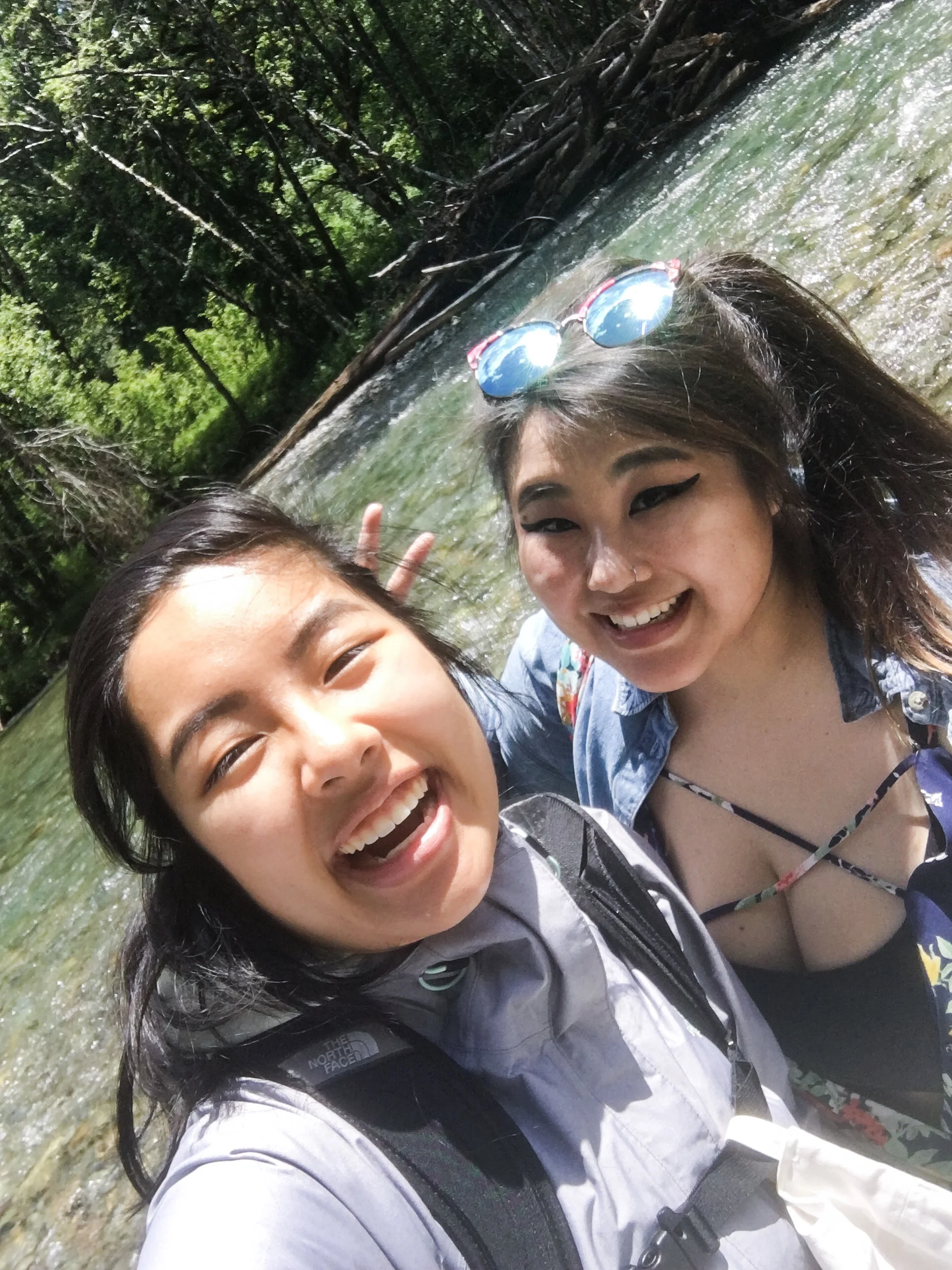 My cousin Jen (left) and me at the Grove of the Patriarchs trail