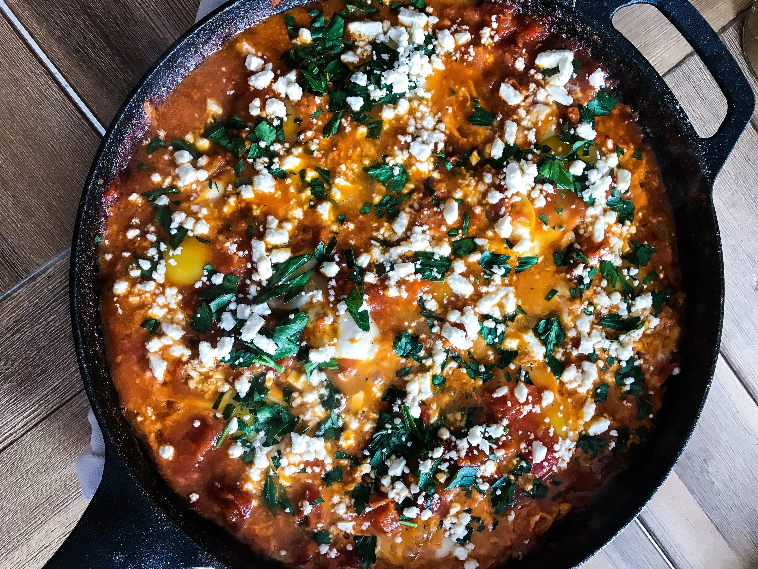 Shakshuka: Poached Eggs in Spicy Tomato Sauce