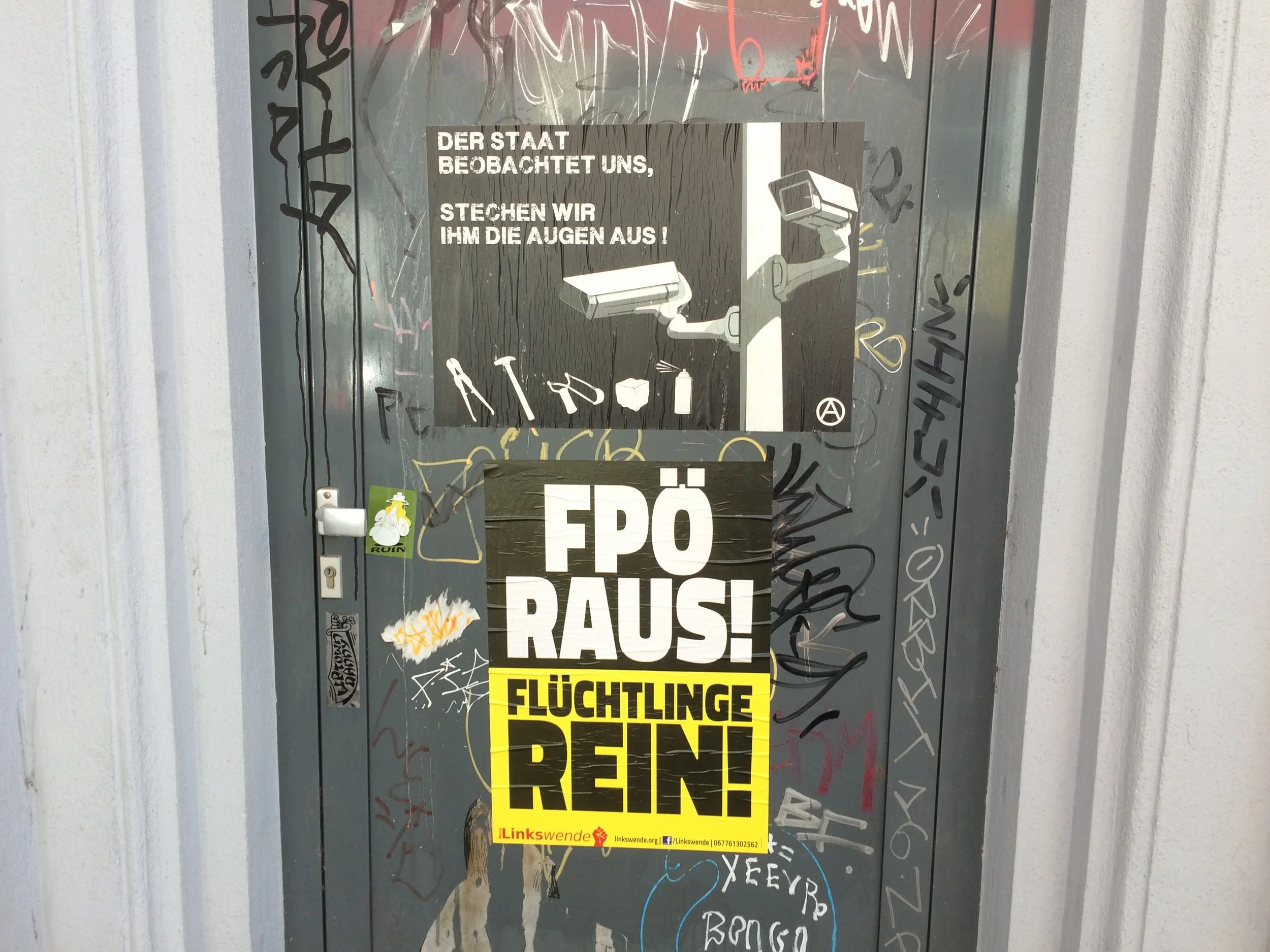FPO (Austrian Freedom Party) Out! sticker. (Wyatt Adams)