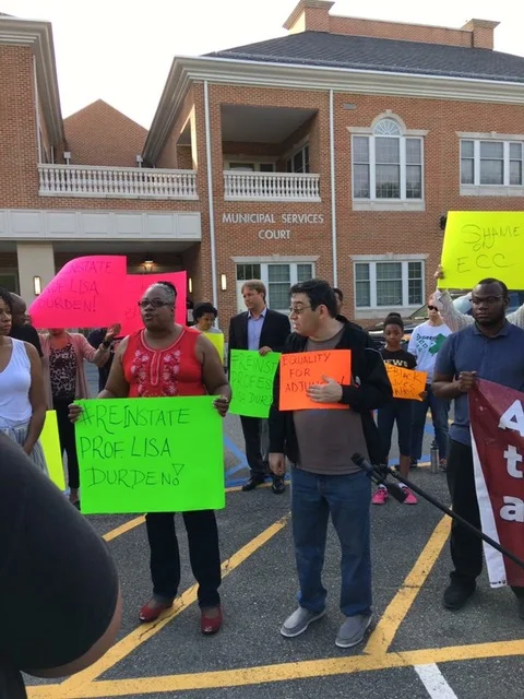 The protest to reinstate Lisa Durden, July 7, 2017 (image courtesy Lisa Durden)