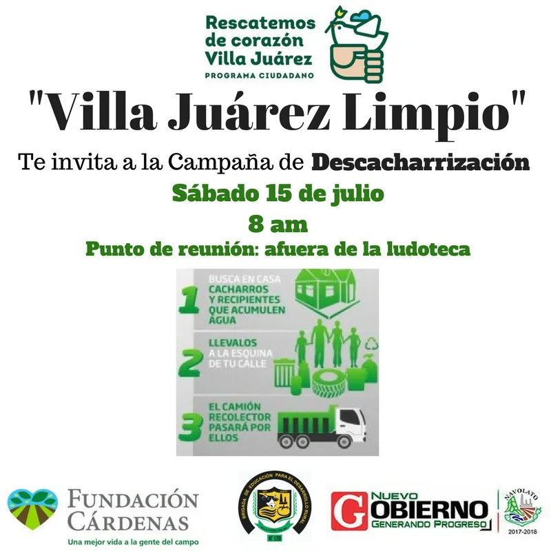 Poster advertising the community clean-up day. (Photo: Rescatemos de Corazón Villa Juárez)
