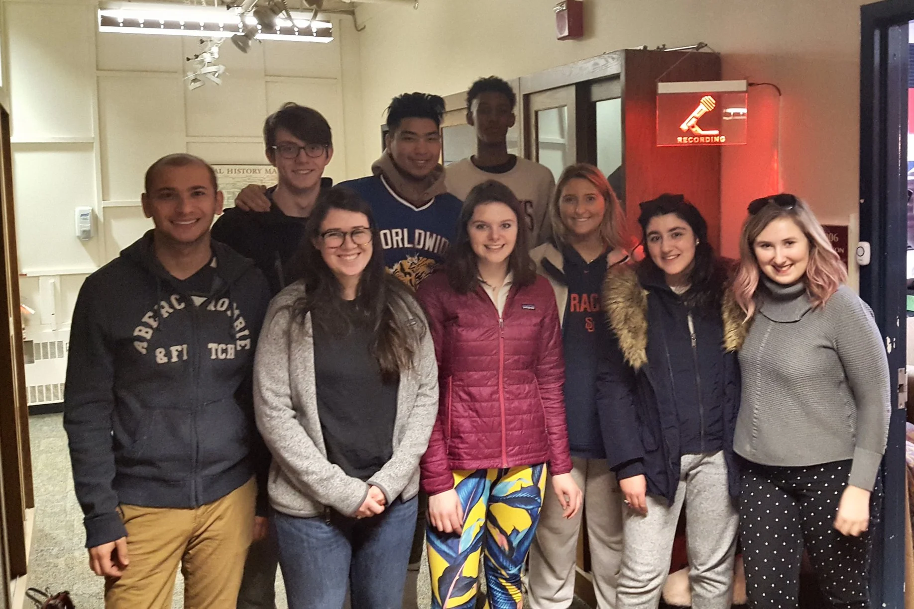 Front row (L-R): Frank Faiola, Katie Caffrey, Skylar Bergeron, Lily Philip, Iman Maani, Molly Thompson. Back row (L-R): Jonathan Seymour, Bruce Wang, Ade Karera. (Photo by John Collins)