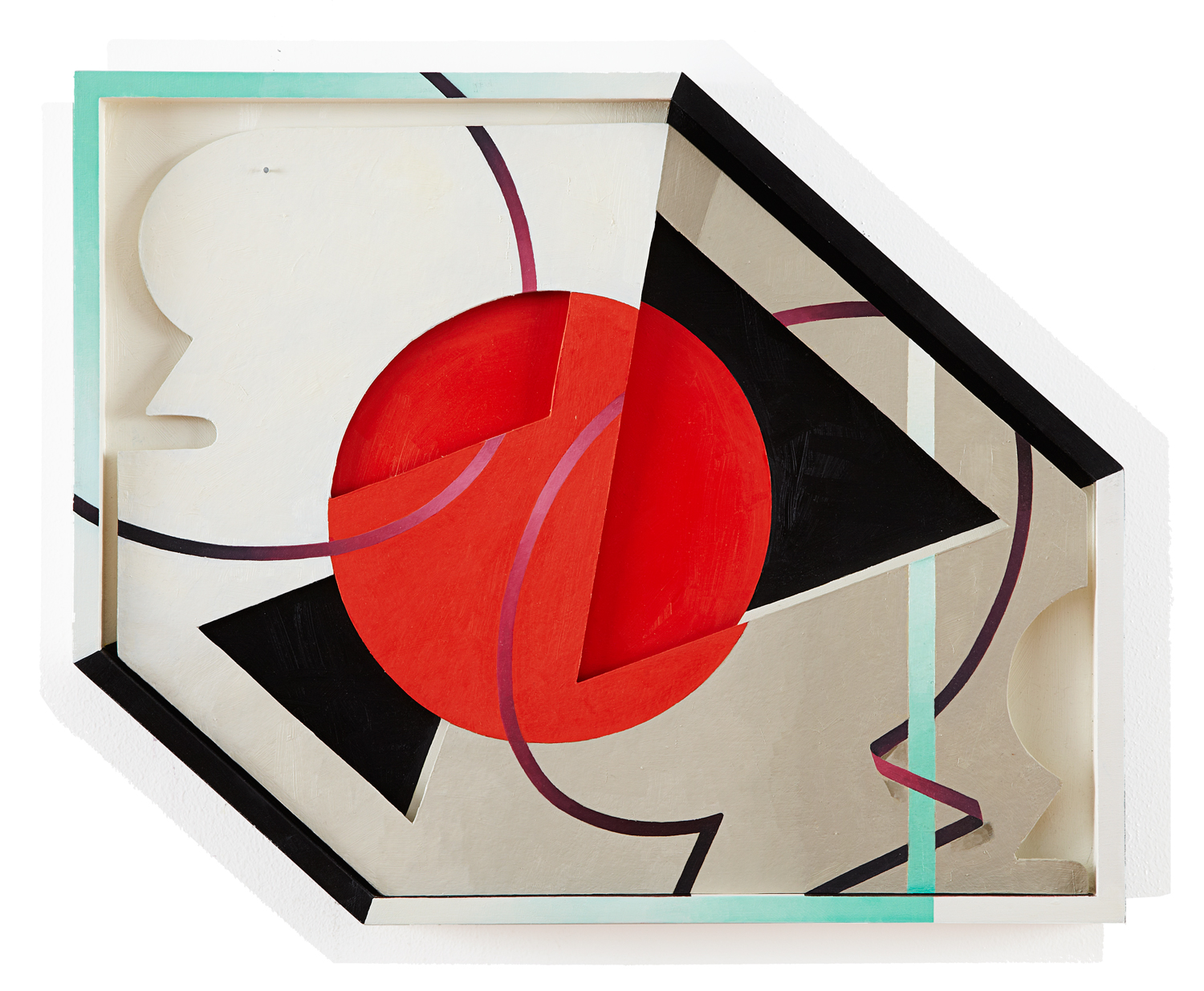   Shapes in a&nbsp;Shaped&nbsp;Box  20 x 25 in, Oil on&nbsp;shaped&nbsp;paper &amp;&nbsp;wood&nbsp;frame, 2012 