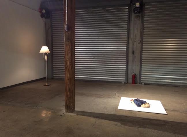  Installation view, includes work by Rachel Higgins, "Floor Lamp," 2013, Lamp, spliced together with an oscillating fan motor, To Scale,&nbsp;and Kevin Frances, "Lucas's Clothes #3,"&nbsp;2014, Ceramic, pigment, acrylic varnish,&nbsp;30x12x6 in 