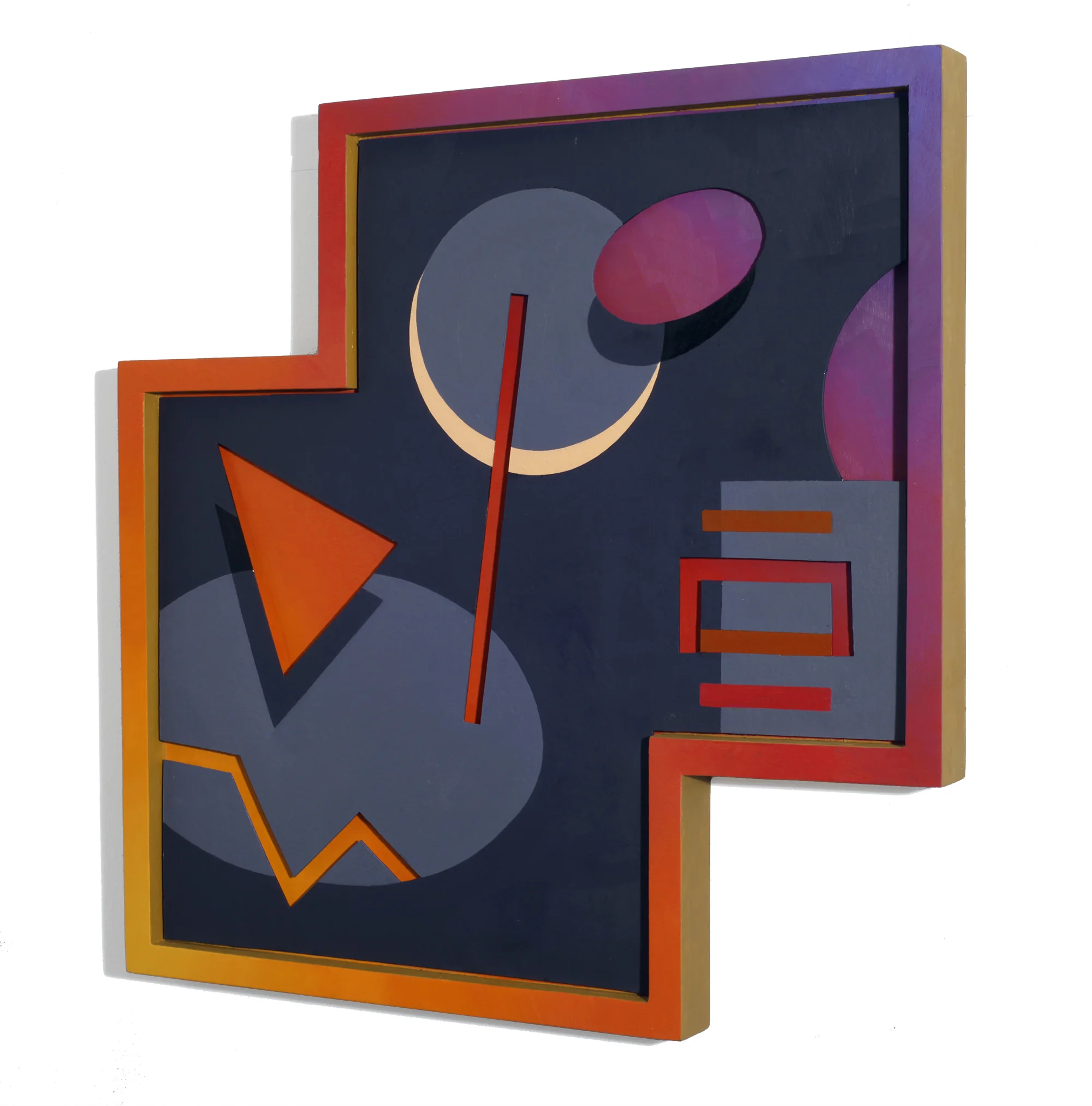 Moonfire 20 x 20 in, Oil on shaped paper and wood frame, 2014