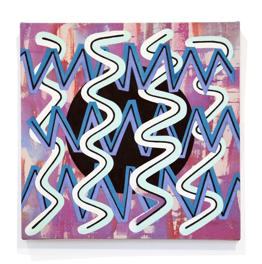 Black Dot, Wiggle Wiggle 16 x 16 in, Oil and acrylic on linen, 2018