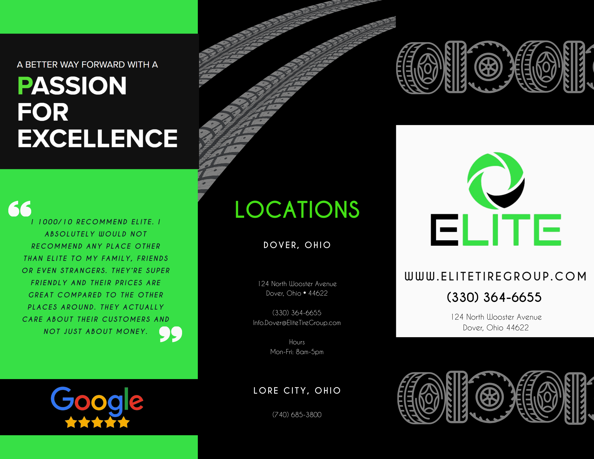 Elite Tire Group marketing collateral for marketing communications services