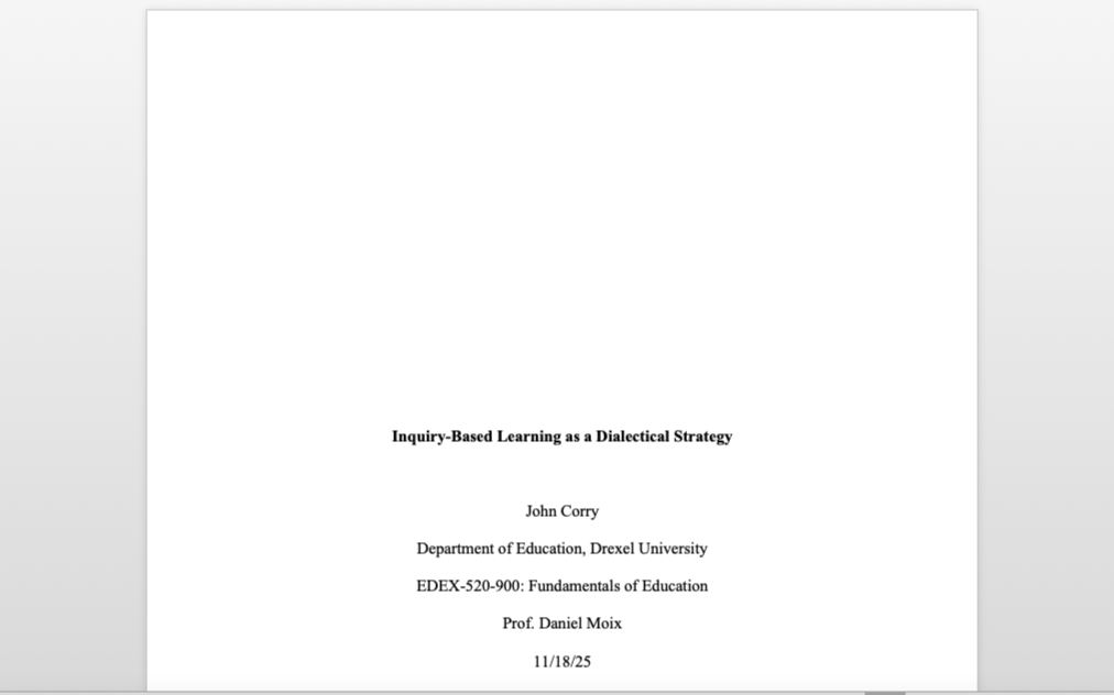 Inquiry-Based Learning as a Dialectical Strategy (Paper)