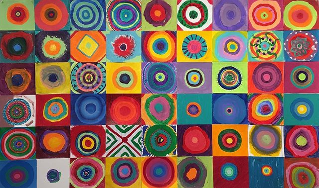 All of our students have been studying and reviewing color. Did you know that Wassily Kandinsky had synesthesia? He could see colors when he heard music and hear music when he painted. #kandinskycircles