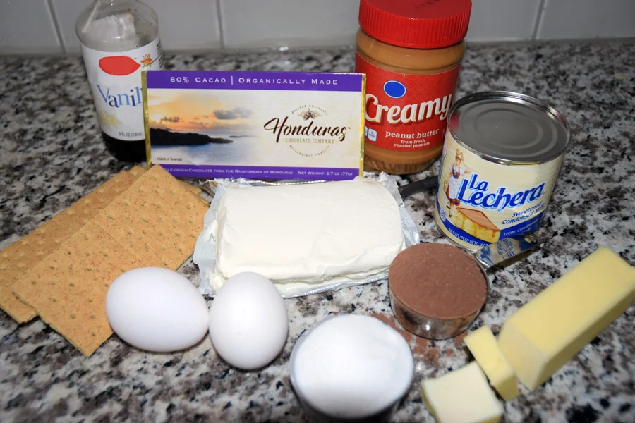 Ingredients for Chocolate Peanut Butter Cheesecake