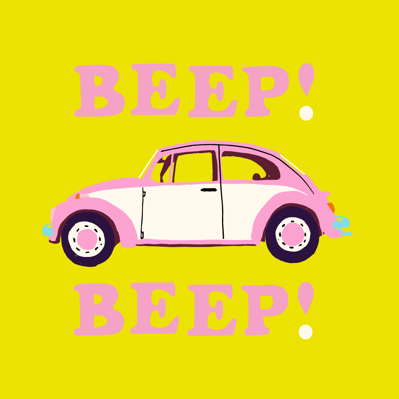 pink and while volkswagon bug_BEEP BEEP-yellow background.png