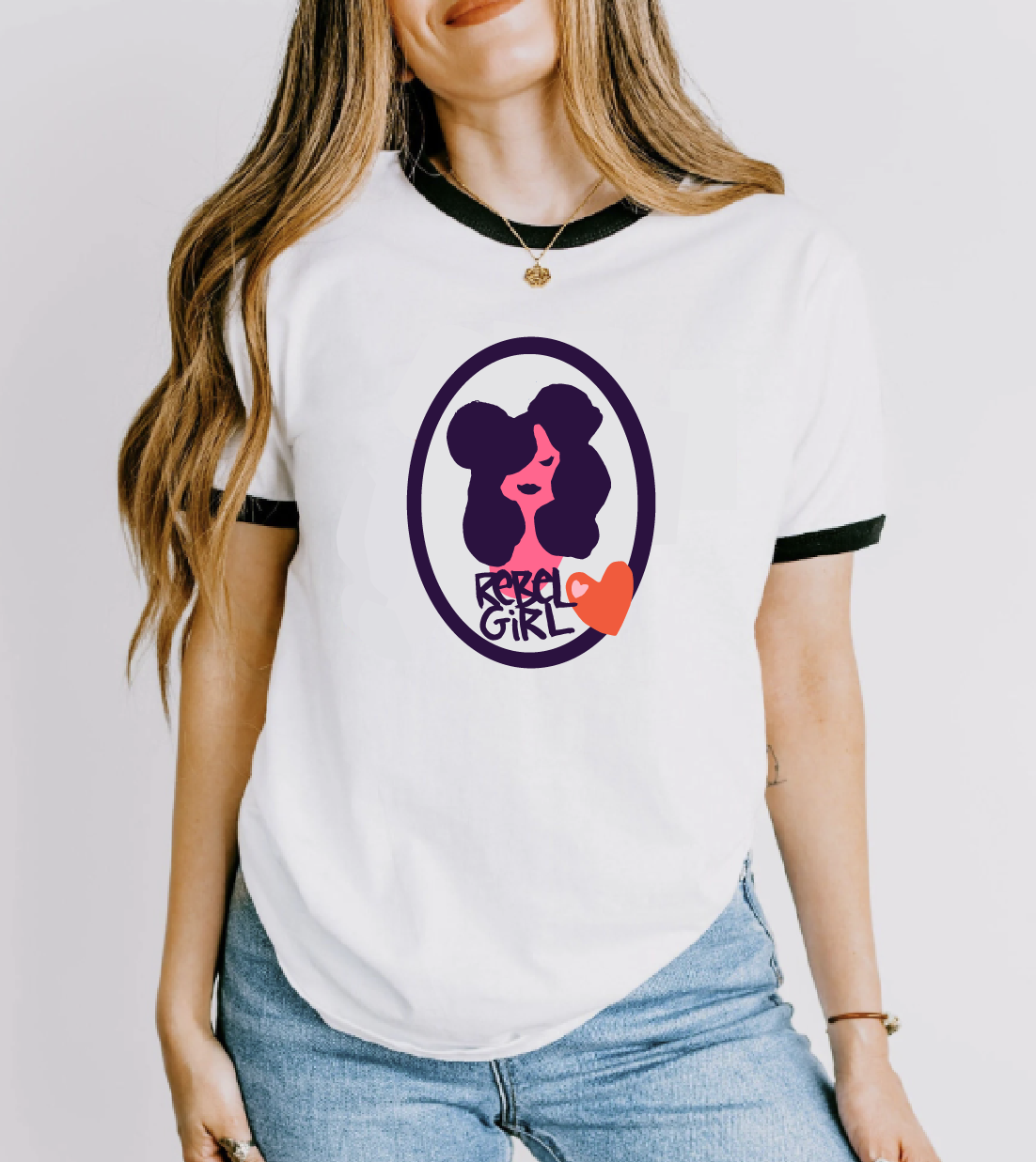 woman wearing T-shrit with lysa flower logo rebel girl .png