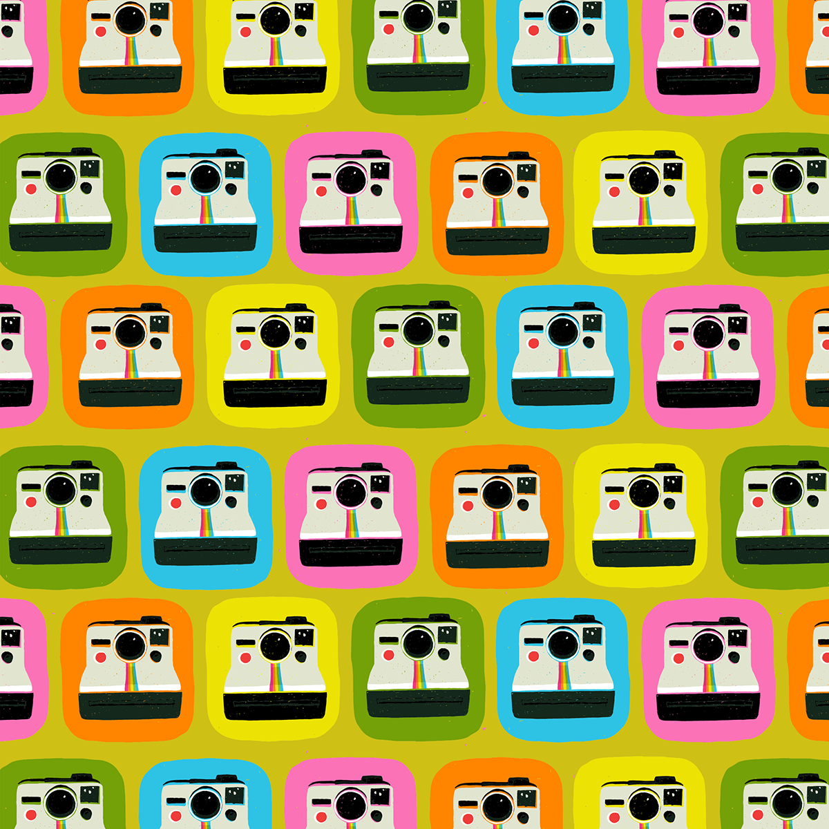 Lysa- Flower surface pattern design illustration of polaroid cameras.png