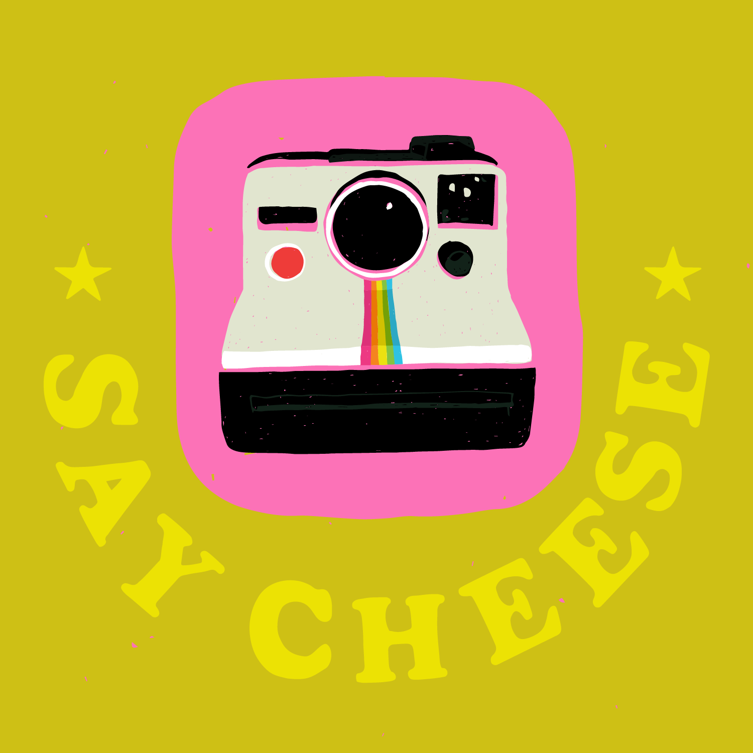 SAY CHEESE illustration with text and of a polaroid camera-lysa flowe design.png