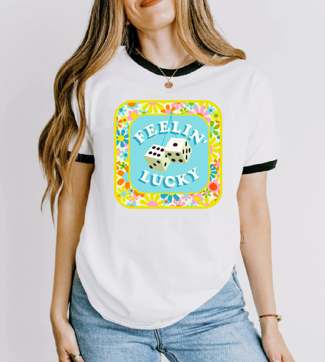 feelin lucky womens t-shrit dice and floral.png