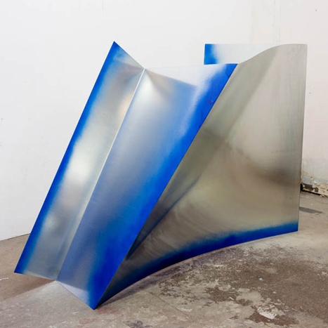 Young Reclining Nude Spray paint on galvanized steel, 46 x 62 x 15 inches, 2013
