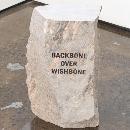 Monument II (Bone), Engraved and painted stone boulder, 20 x 12 x 6.5 in, 2017.