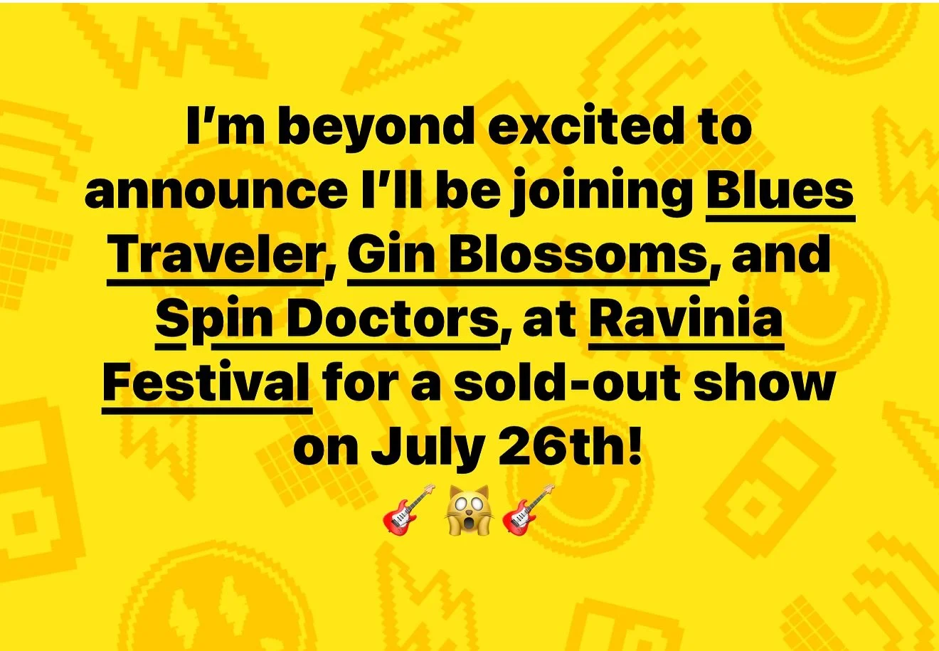 So excited! 🙀🎸🎶 @bluestraveler @spindoctorsband @ginblossomsaz @raviniafestival @enjoyhighlandpark 

#bluestraveler #raviniafestival #highlandparkil #musician