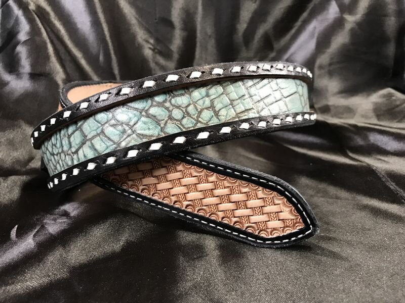 Size 42 Black Gator Print Belt — Matt Bennett Custom Leather