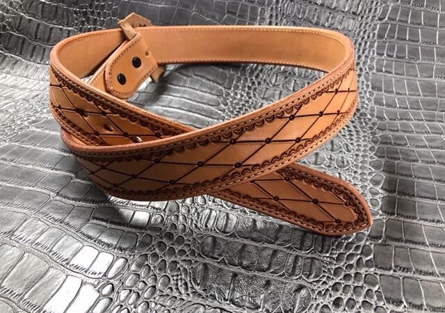 Size 34 Fully Tooled Belt — Matt Bennett Custom Leather