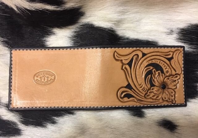 Custom Leather Money Clip Wallet Floral — 33 Ranch & Saddlery, LLC