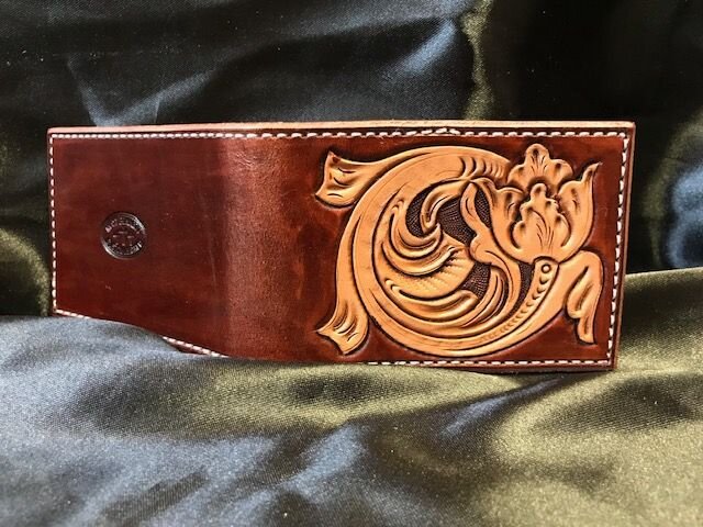 Tooled Leather Clip Wallet