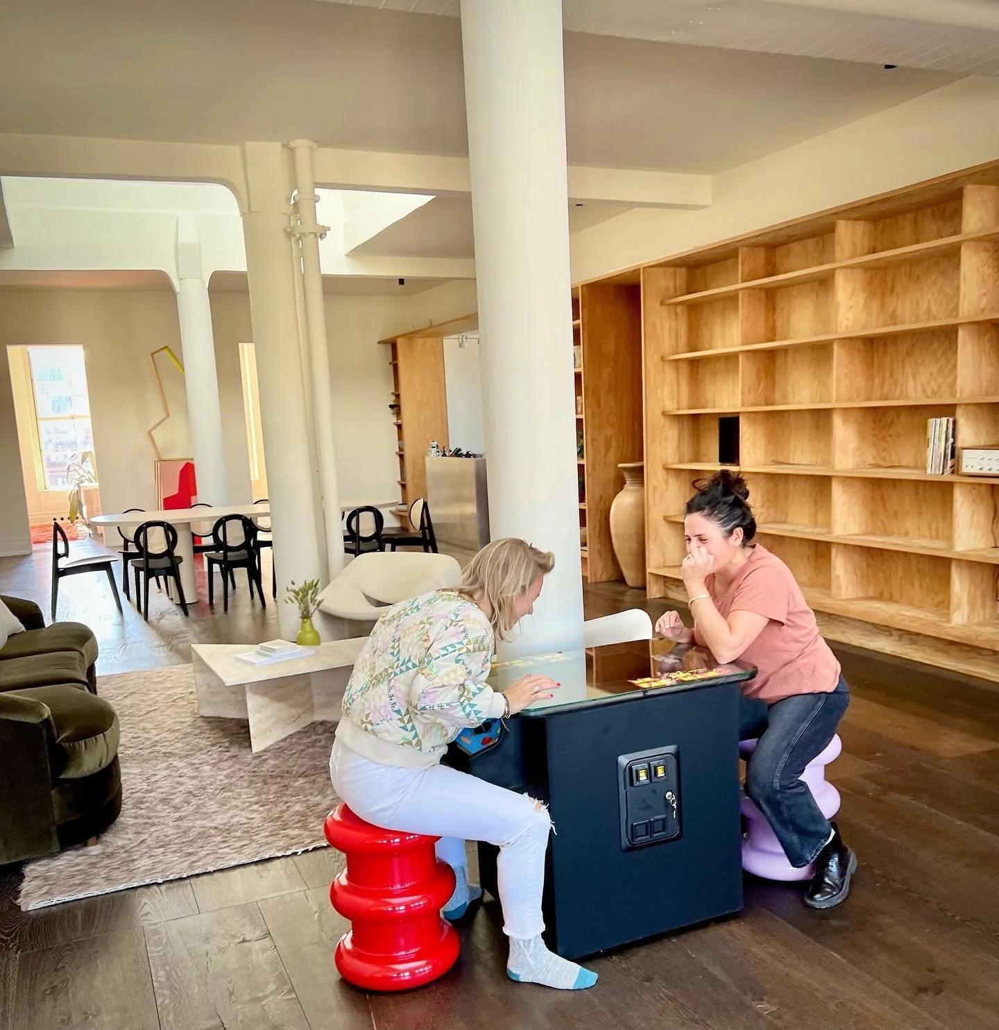 It&rsquo;s a take the new pac-man for a spin kinda Friday!  Lots of fun furniture, art, plants + old school gaming happening&mdash; can&rsquo;t wait for the @michelevarian chandelier + our very first NFT installation coming soon. 😎

#pacman #lowtech