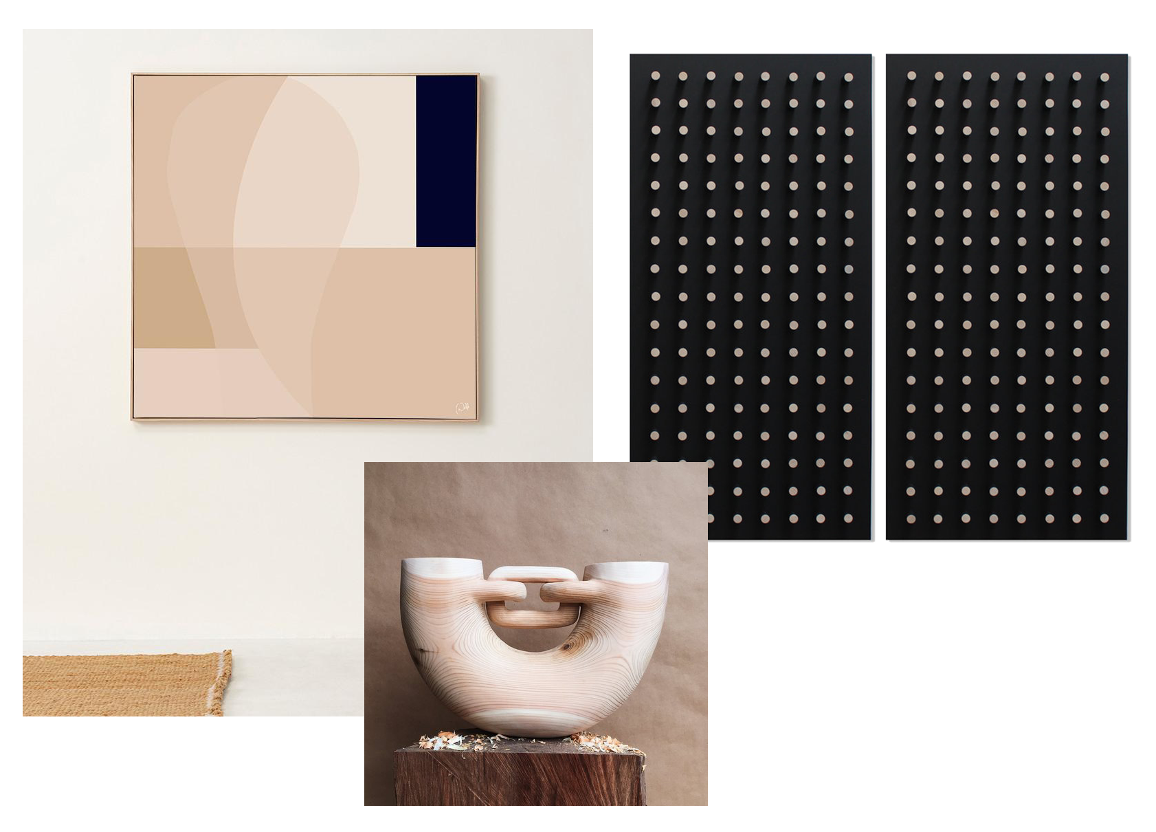 From Left to Right: Female 07 by Caroline Walls, Divide by Bradley Duncan, & Untiled Sculpture by Ariele Alasko.