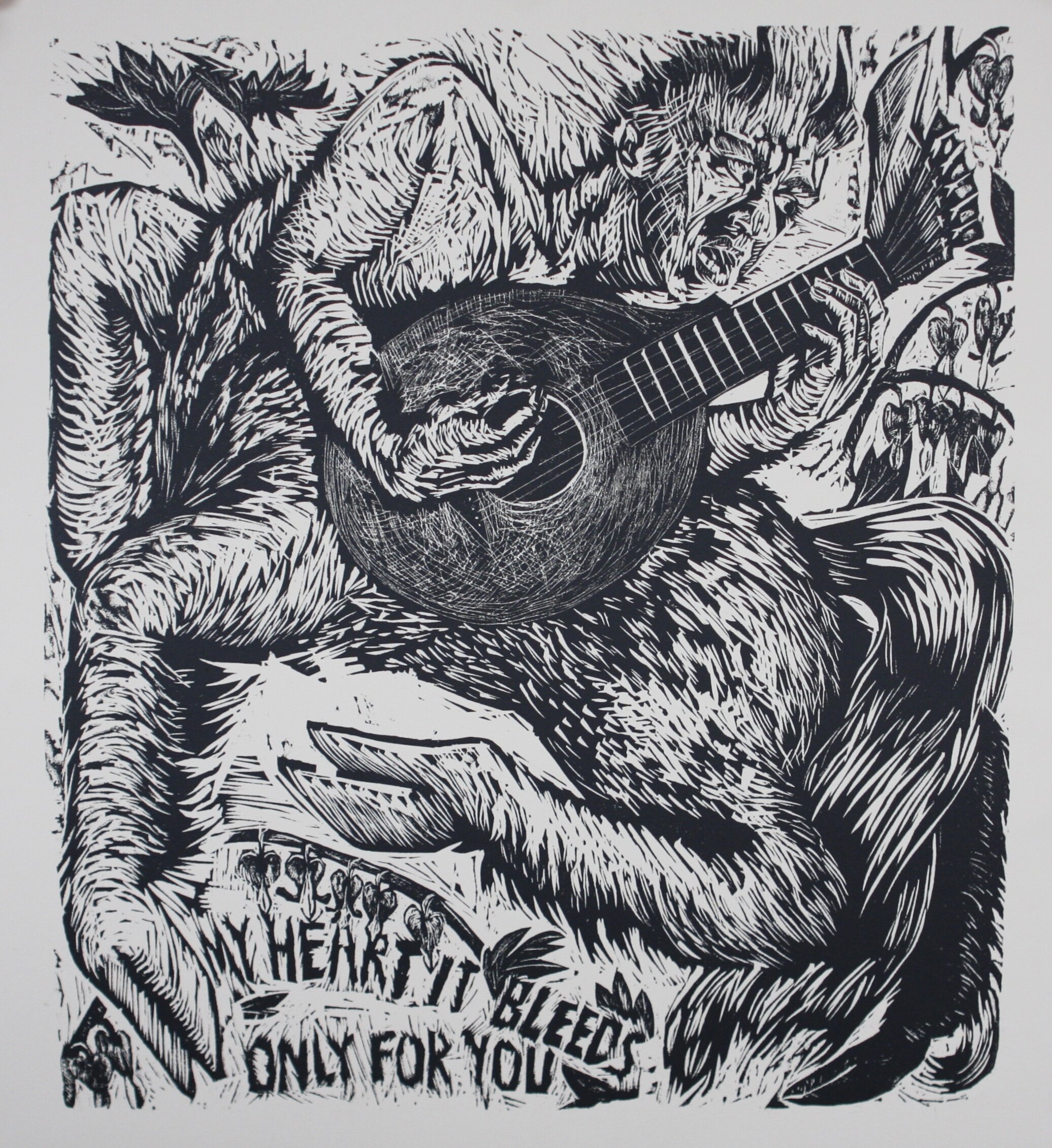 “Centaur’s Song“ 16 x 21” woodcut on recycled paper, edition of 10, May 2018.