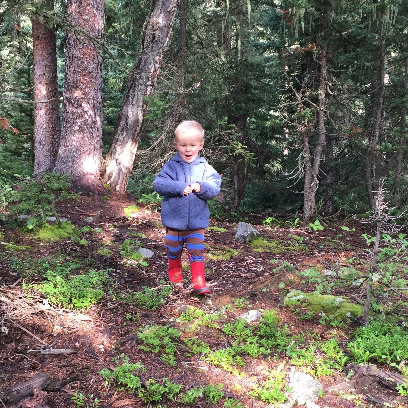 Is this the face of mischief or what? But darn he's cute is his red "fireman" boots! 