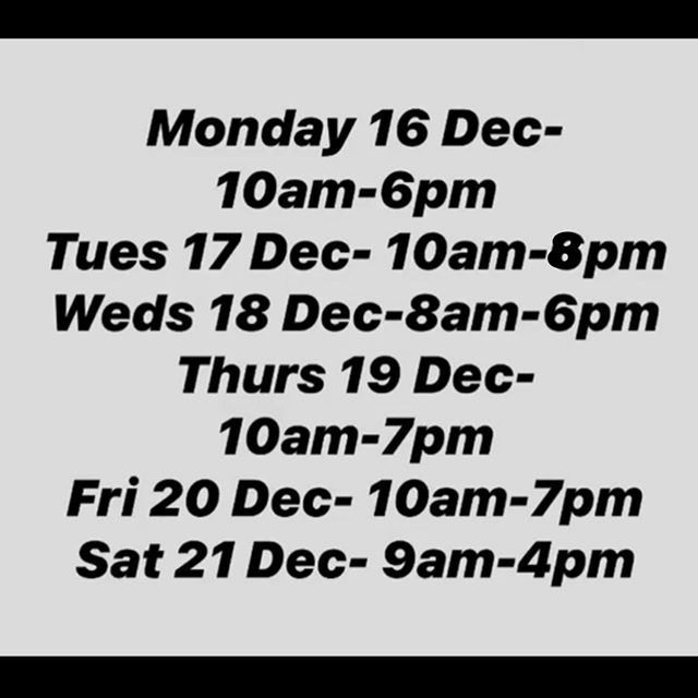 Curls out of control? Fade looking fuzzy? Short back and sides looking tired? Lucky that we are giving you lots of opportunities to get ugly before we close for the year. 
Extended hours and extra days so we can enjoy a break too. 
Book now, appointm